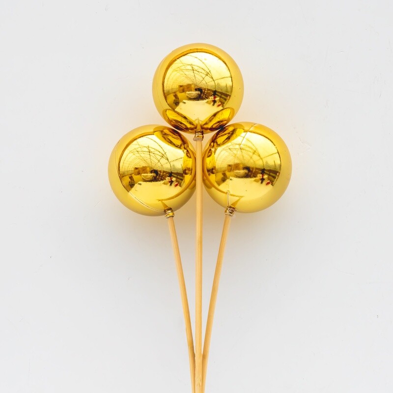 Ornamental Balls: Gold Glossy 8 cm (3 stem)