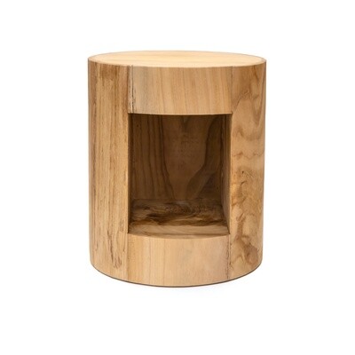 Side Table - Cylinder Cut-Out - Natural Wood