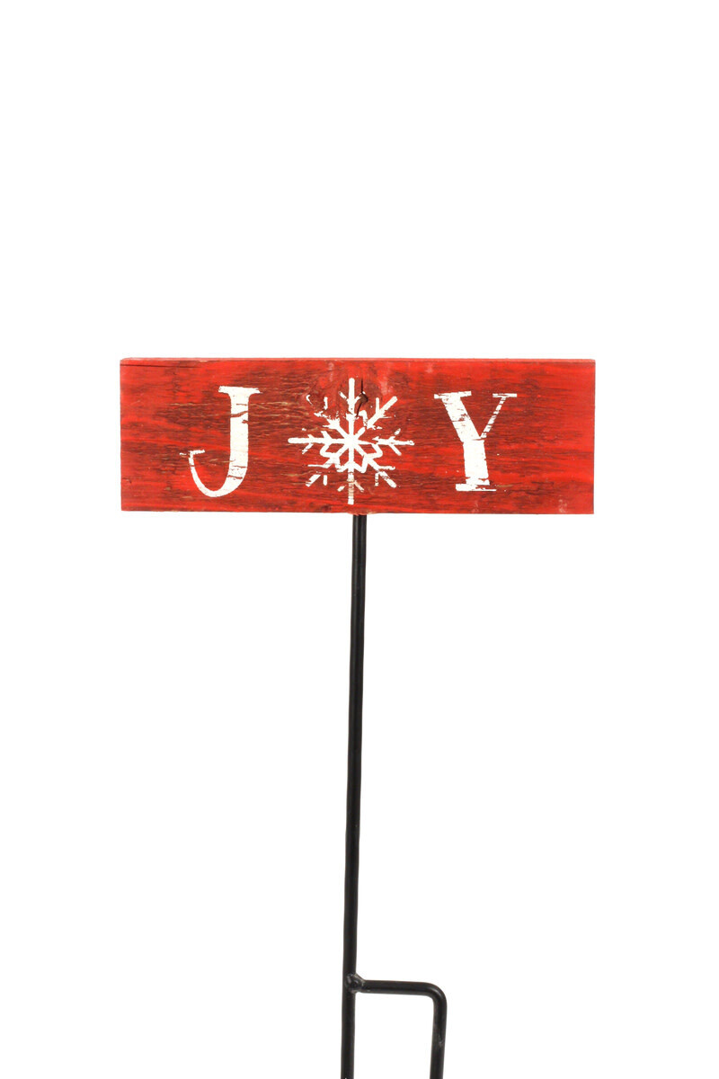 Joy Sign - Red on Stake Sm
