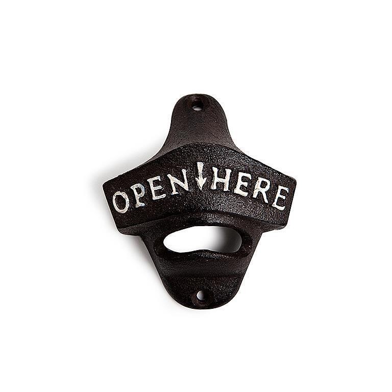 Cast Iron Bottle Opener - Open Here - Wall