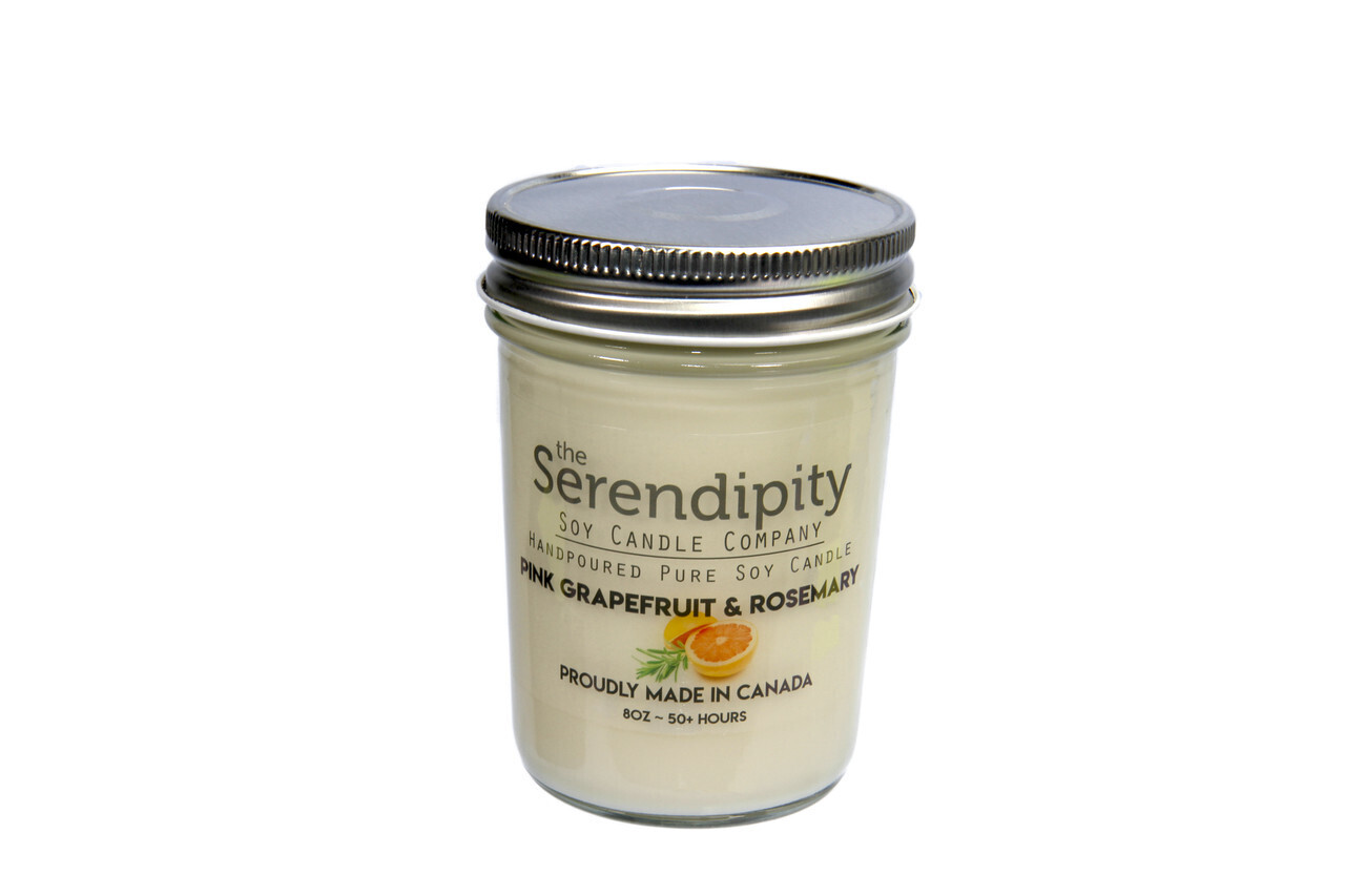 Soy Candle - Pink Grapefruit &amp; Rosemary 8oz