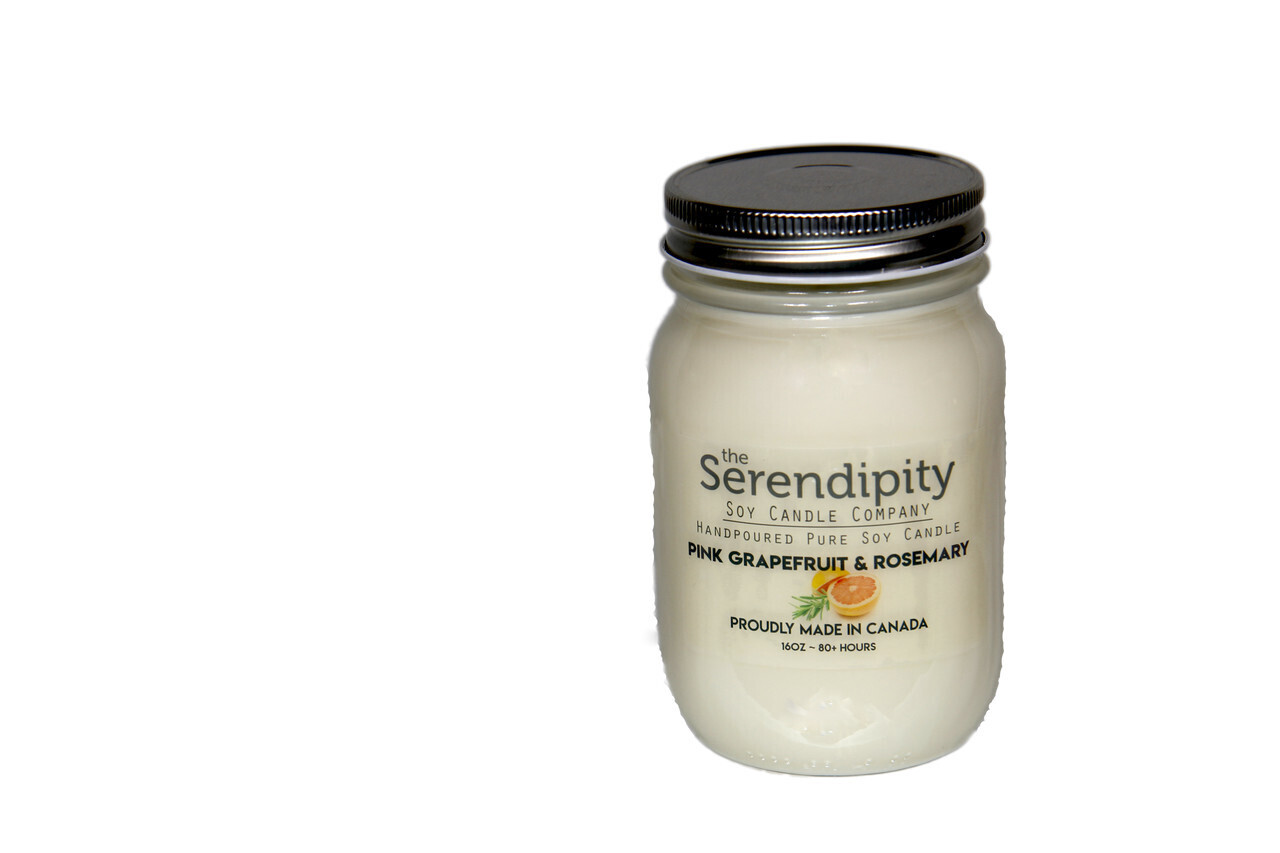 Soy Candle - Pink Grapefruit &amp; Rosemary 16oz
