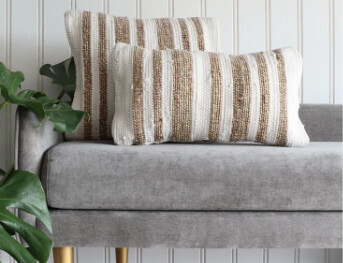 Cushion &#39;Chindi Striped Bone&#39; 12X20