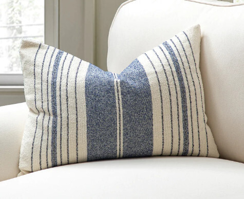 Pillow - French Stripe - Blue 14" x 20"