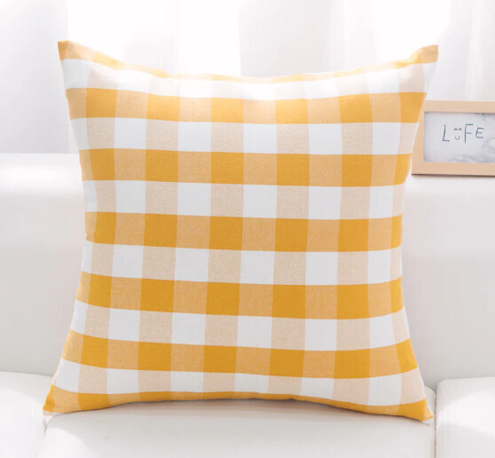 Pillow - Buffalo Check - Yellow/White 18" x 18"