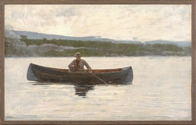 Art - Playing a Fish C. 1875 -13&quot; X 21&quot;