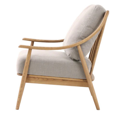 Club Chair - Kinsley - Light Linen Cushions/Natural Frame
