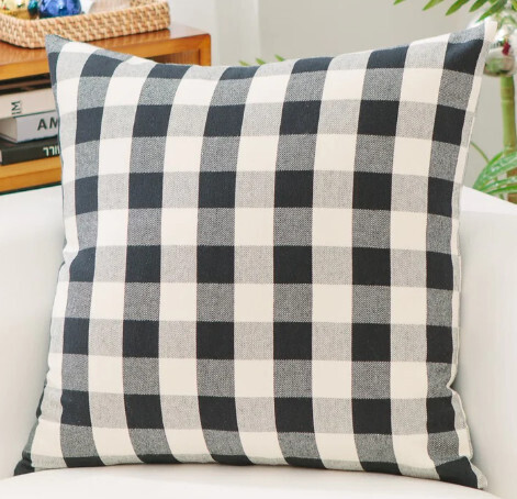 Pillow - Buffalo Check (Black &amp; White) - Flannel 26&quot; x 26&quot;