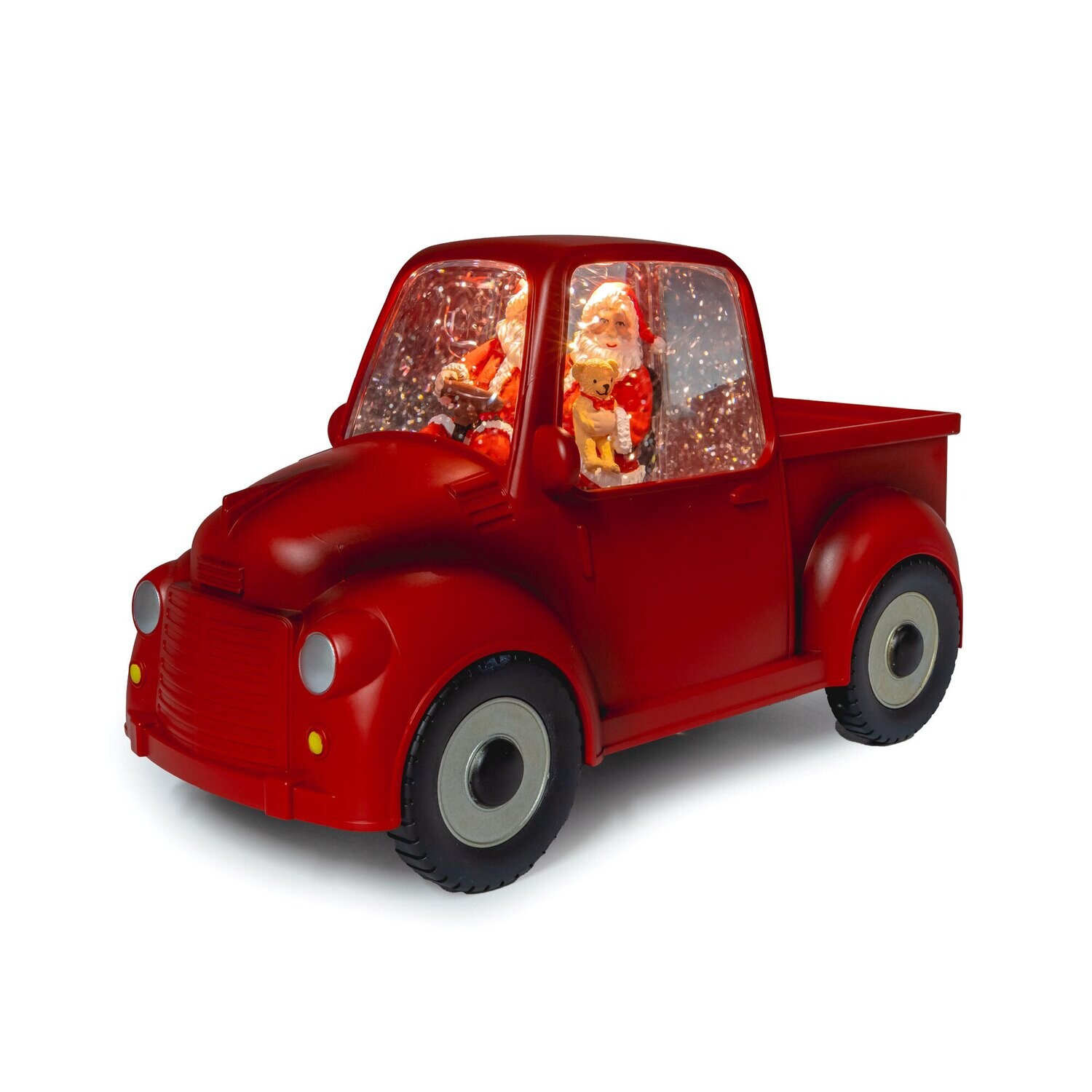 Snow Globe - Red Truck Santa w Bear -SM