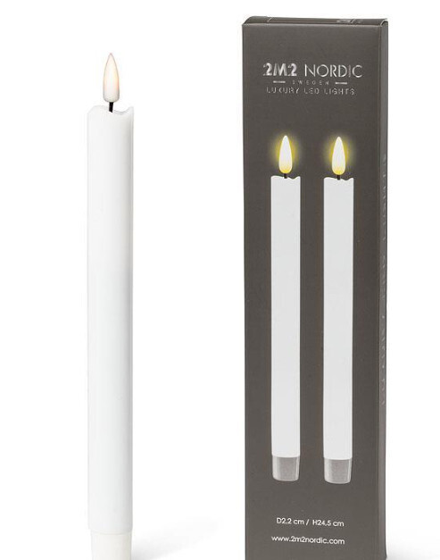 LED Taper Candle  9.5&quot; - set of 2 - white