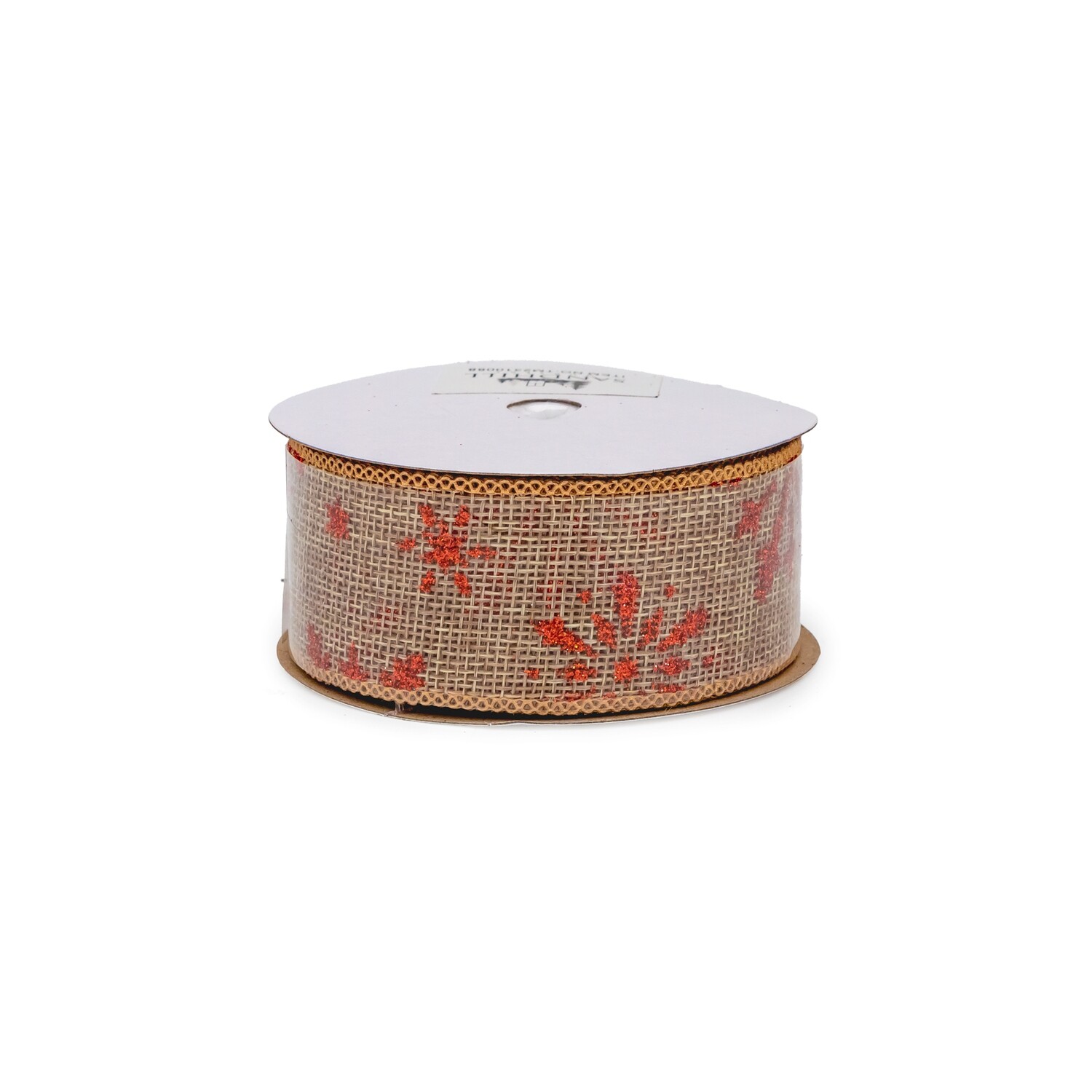 Ribbon - Burlap with Red Snowflake 3.8cm, 10yd