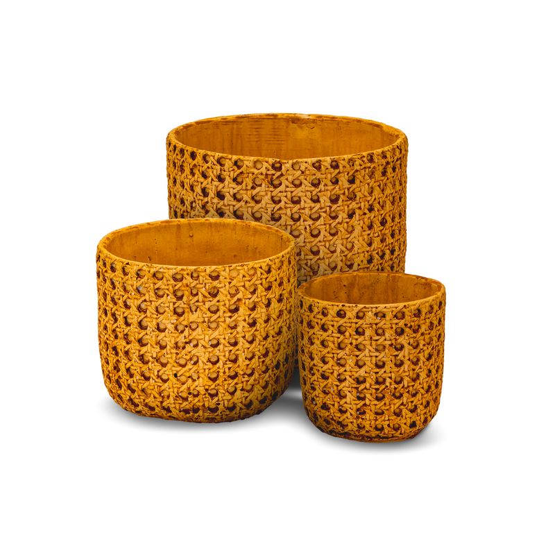 Flower Pot - Clay Round Weave