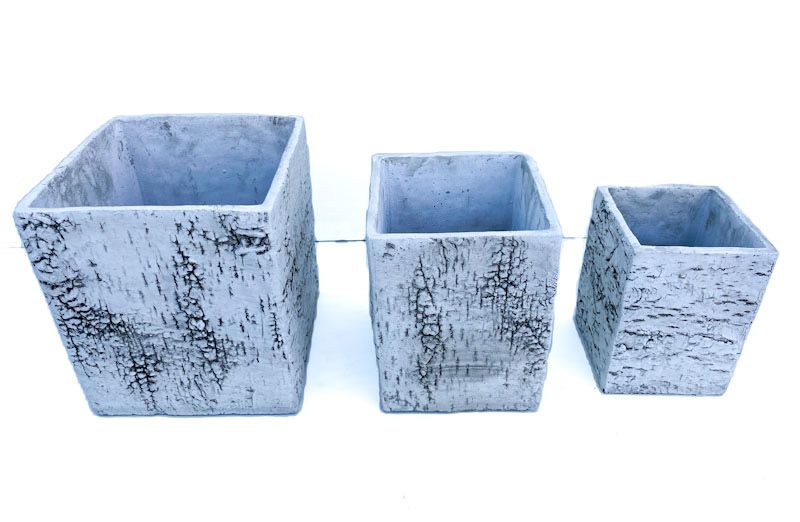 Planter - Square Birch, Size: Large 40x40x39cm