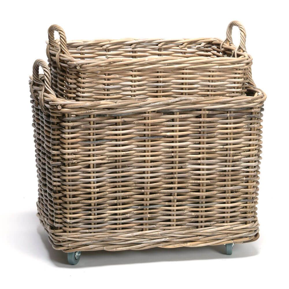 Storage Basket - Rattan with wheels - Xlrg