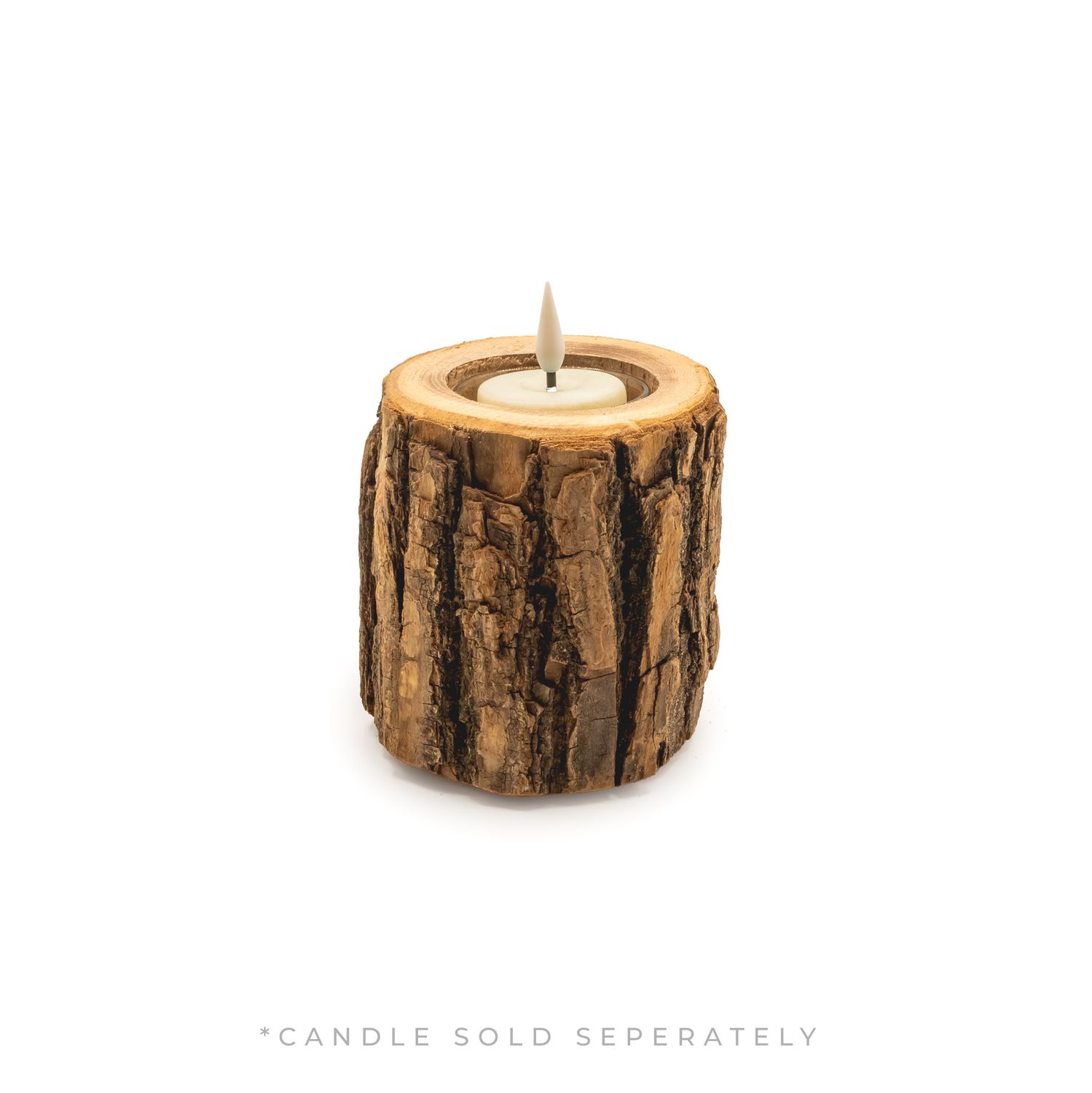 Candle Holder Tealight Bark - lg.