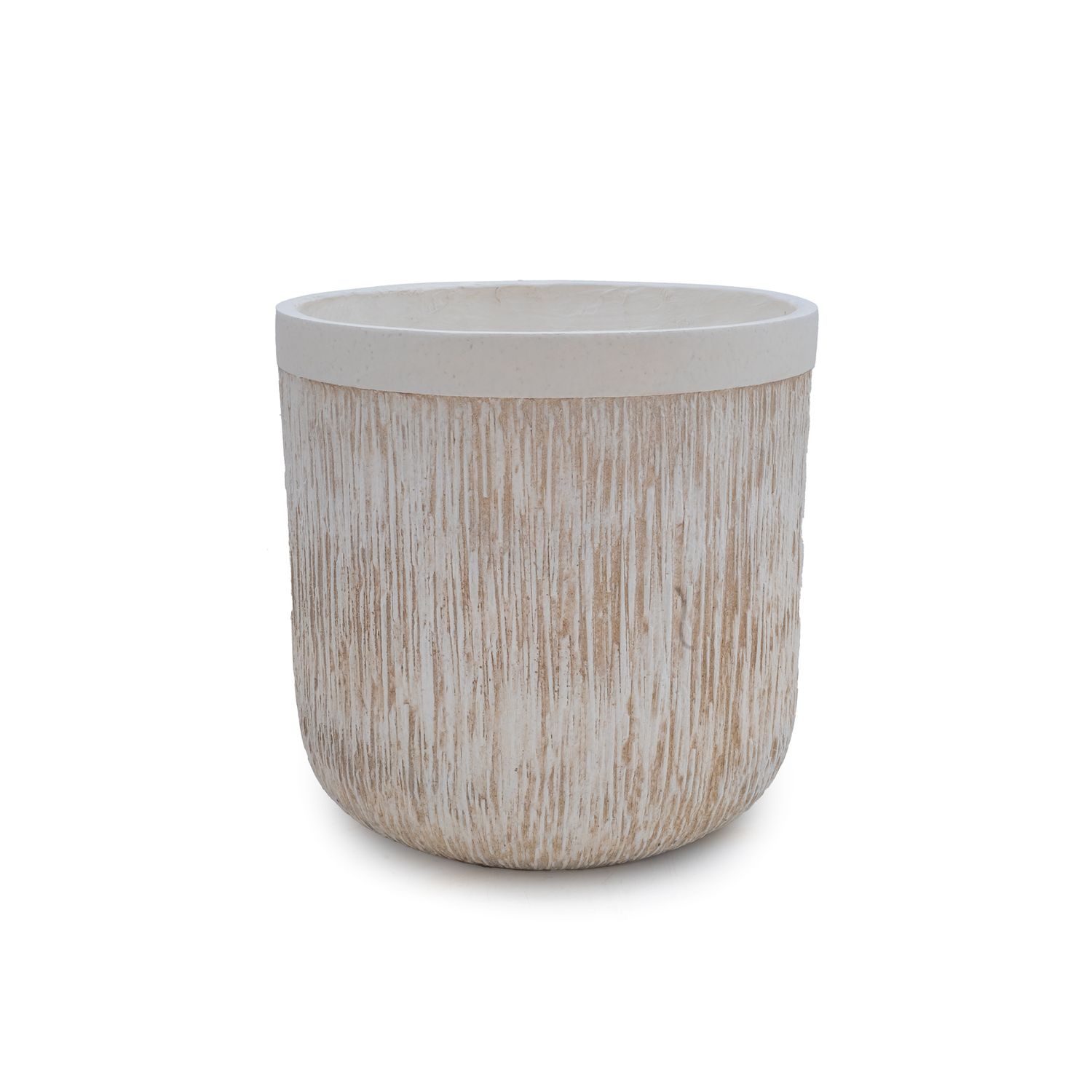 Flower Pot - Round White Texturized 29 cm