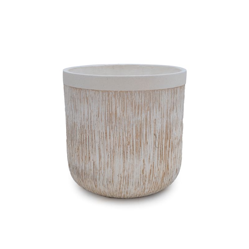 Flower Pot - Round White Texturized 29 cm