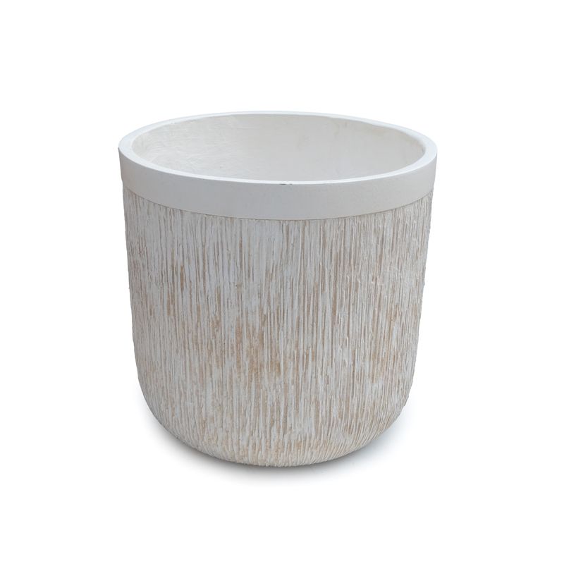 Flower Pot - Round White Texturized 40 cm