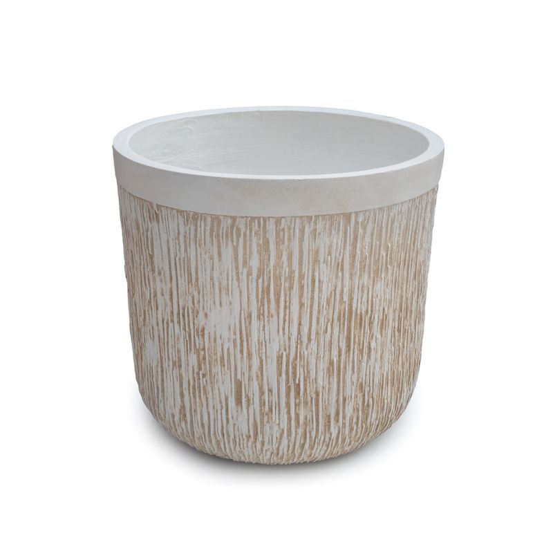 Flower Pot - Round White Texturized 34 cm