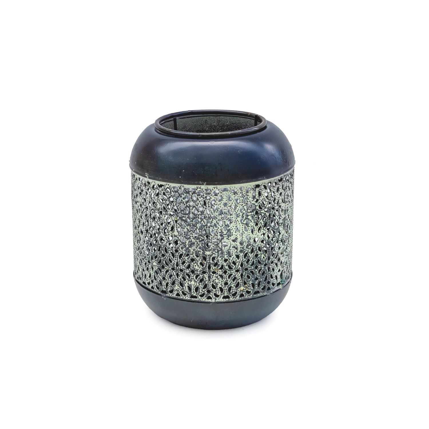 Candle holder Black w/ Moss Green Cutout LG