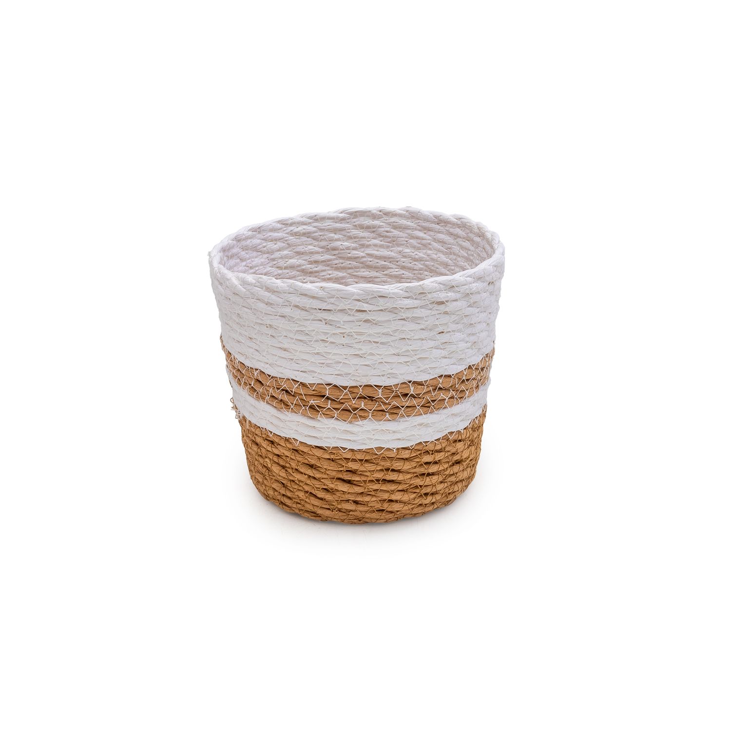 Basket - White &amp; Brown - sm