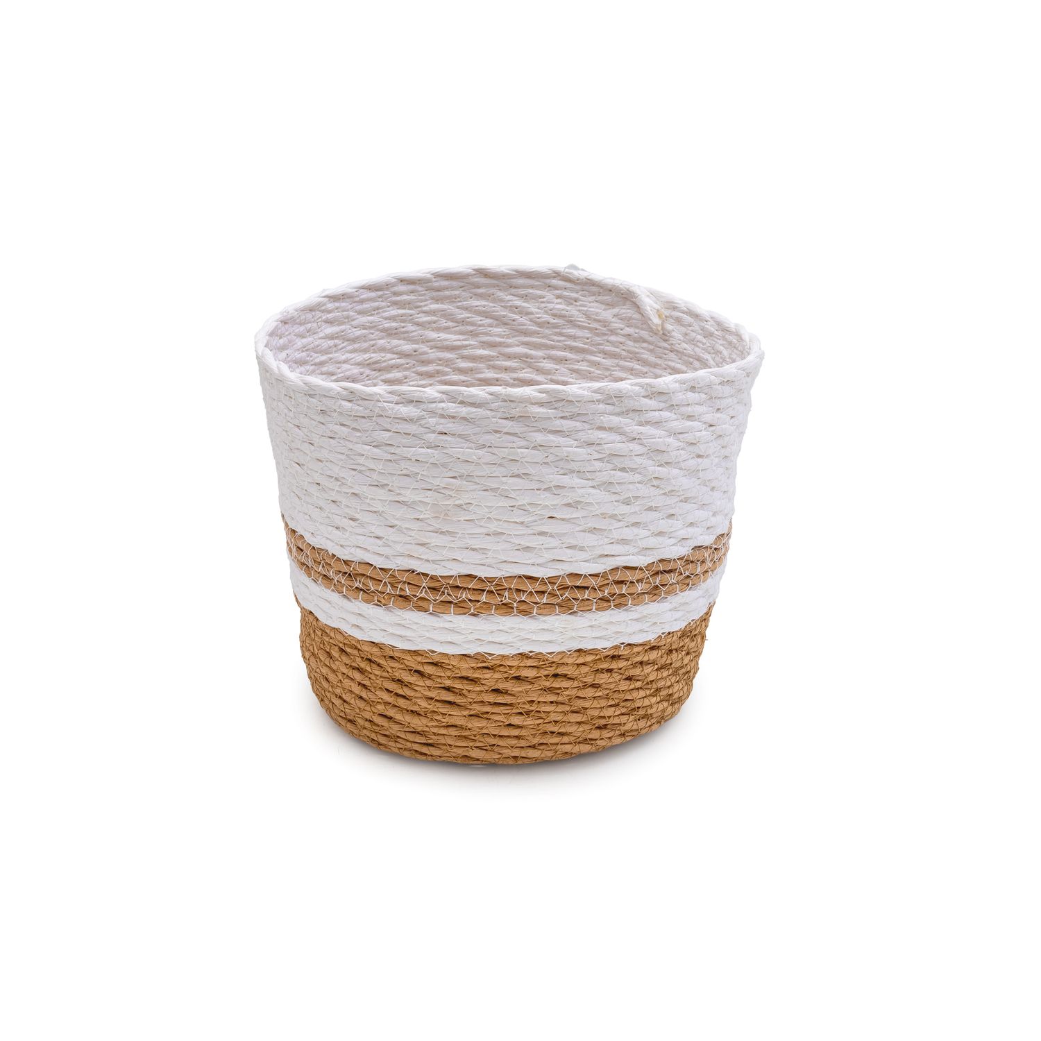 Basket - White &amp; Brown - lrg
