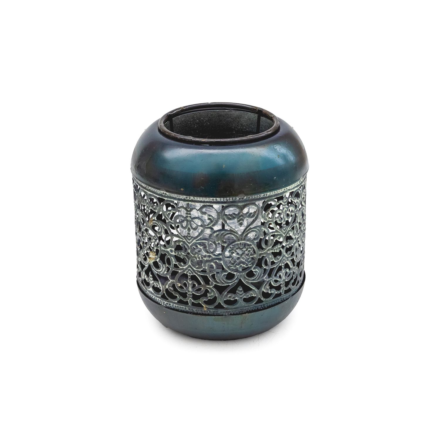 Candle holder Black w/ Scroll Cutout LG