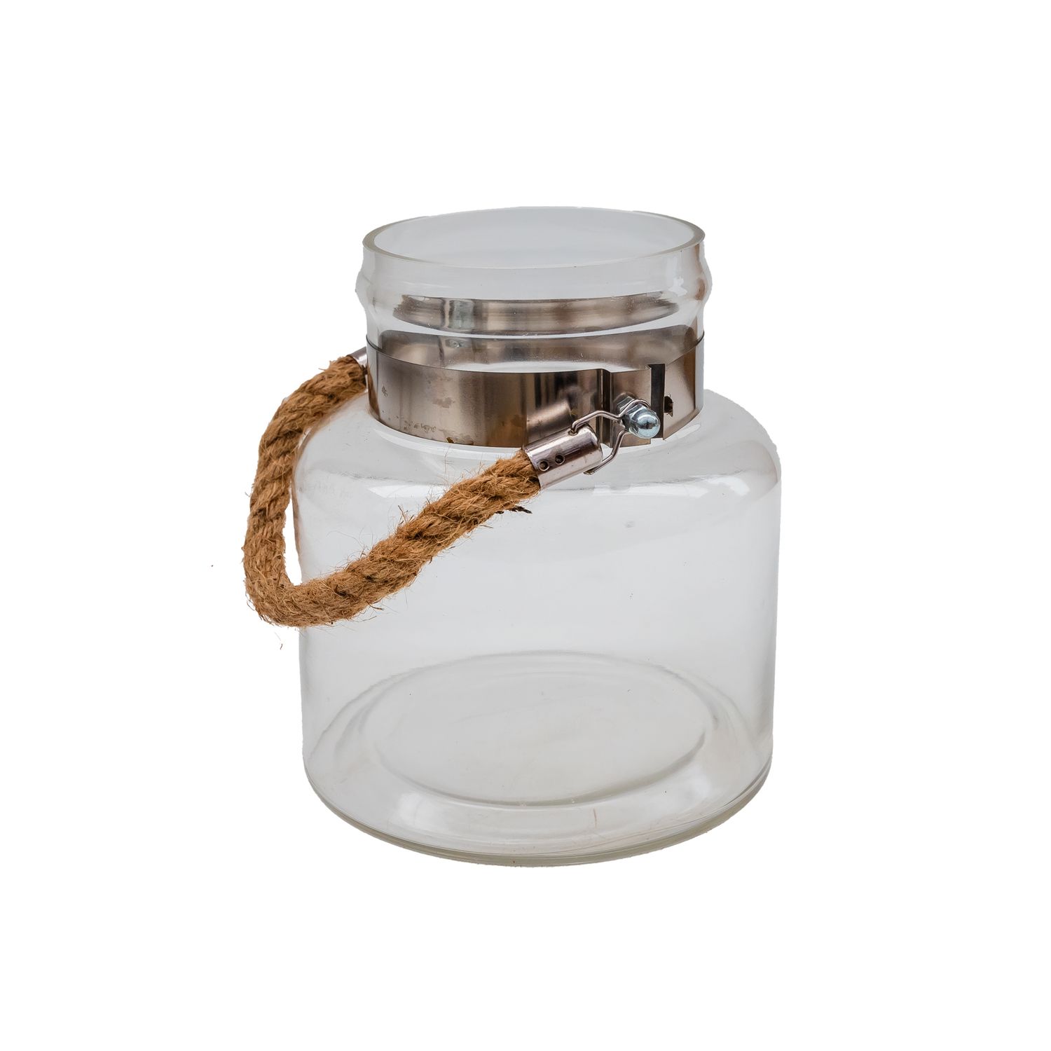 Glass Bottle Jar w/ Rope Handle SM