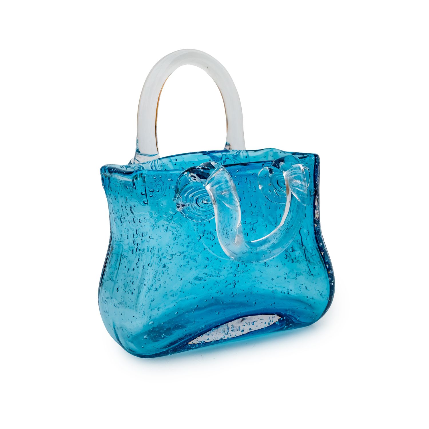 Vase - Glass Blue Handle Down