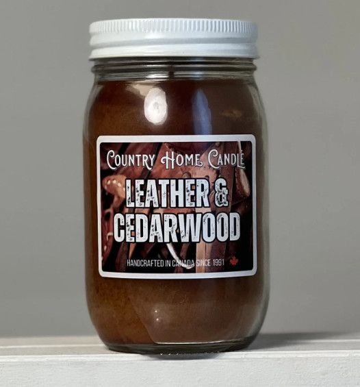 Candle 16 oz. Leather &amp; Cedarwood