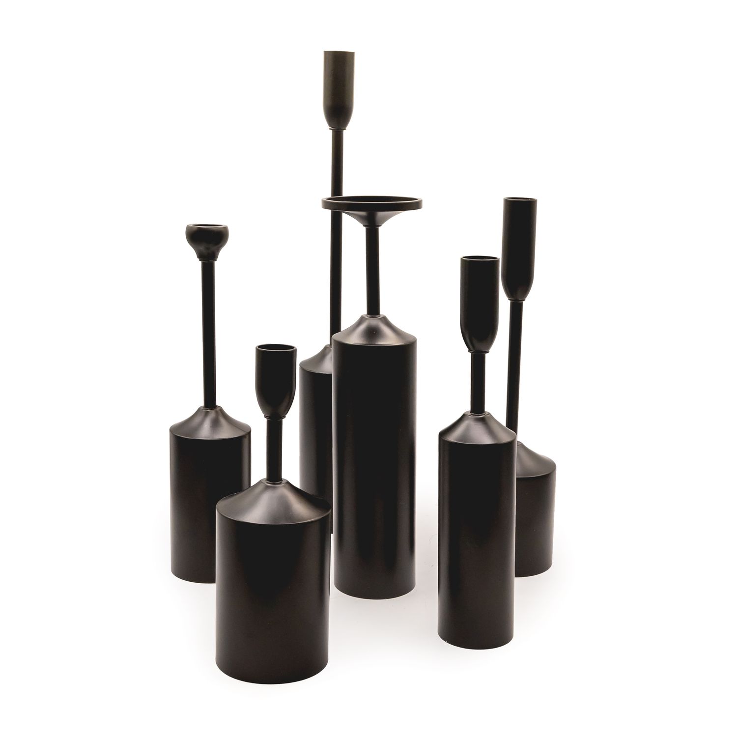 Candle Stick holder Black Metal Set of 6