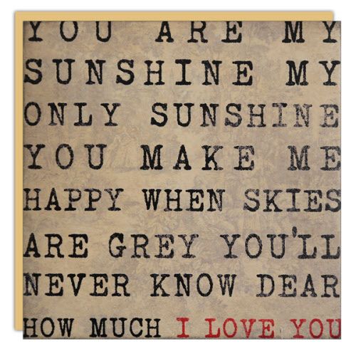 Love Card: You Are My Sunshine