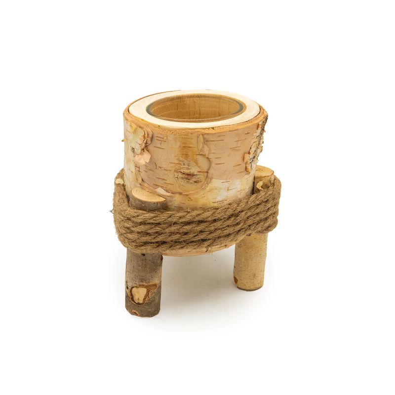 Candle Holder - Birch Pedestal Med.