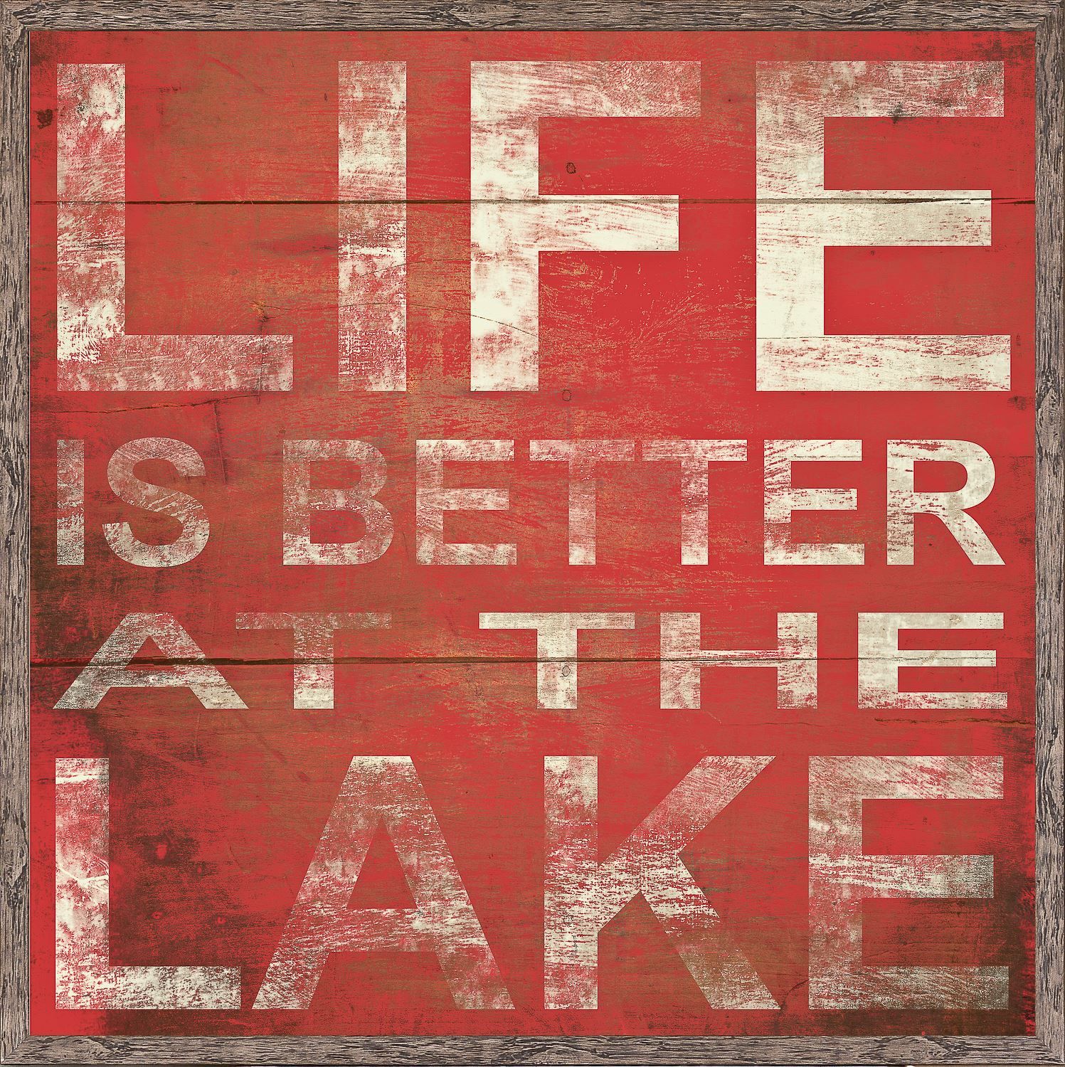Art - Life is Better at the Lake , Color: Red 36&quot; x 36&quot;