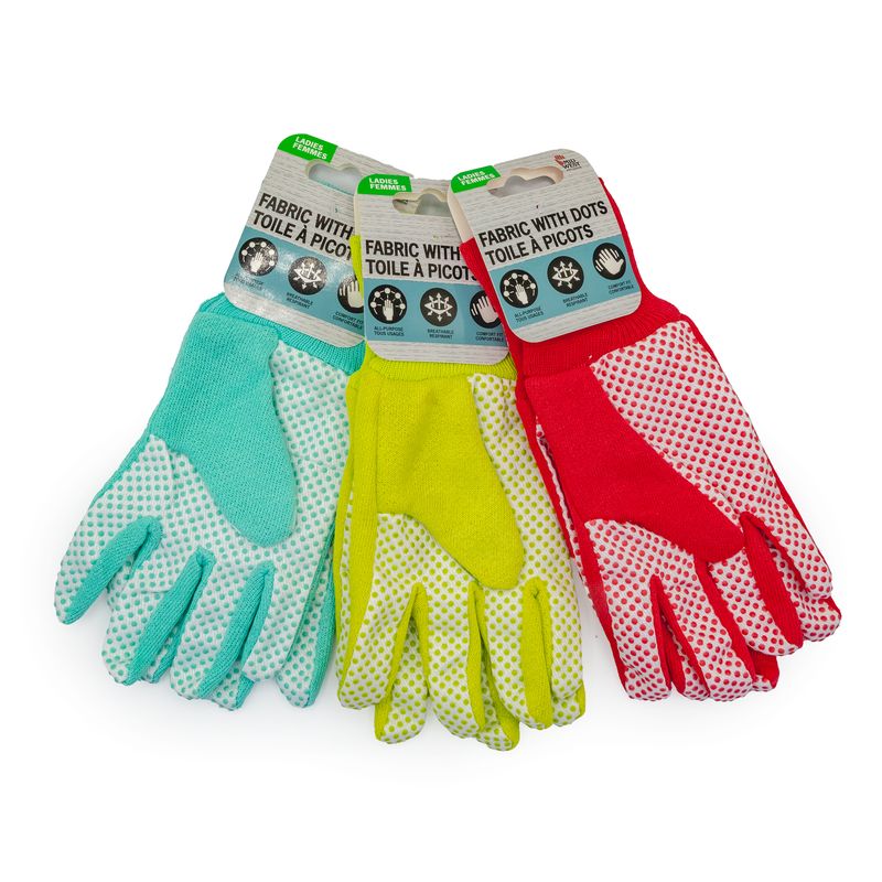 Garden Gloves: Fabric w Dots - W One Size