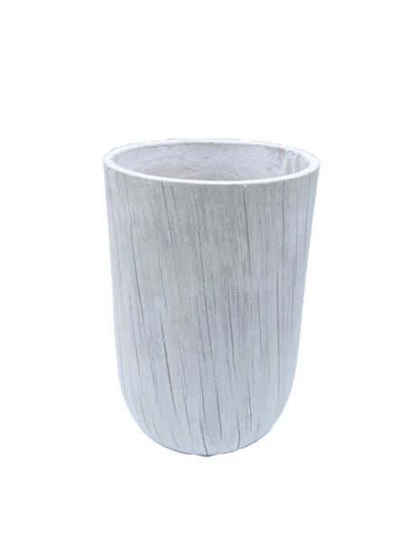 Planter - White Wash Cyl, Size: 22x33cm