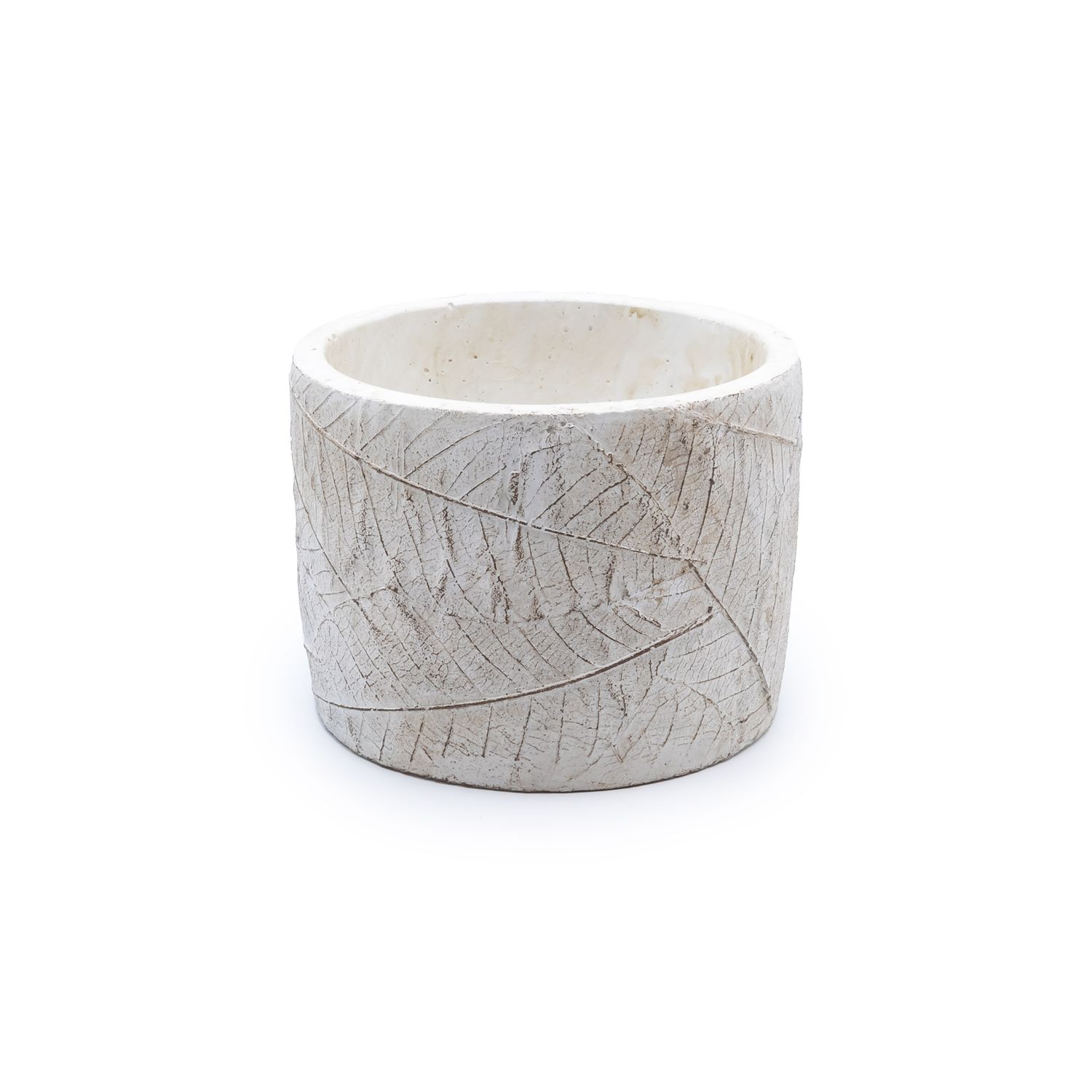 Ceramic Pot - White Leaf, Size: 12.5x9.5cm