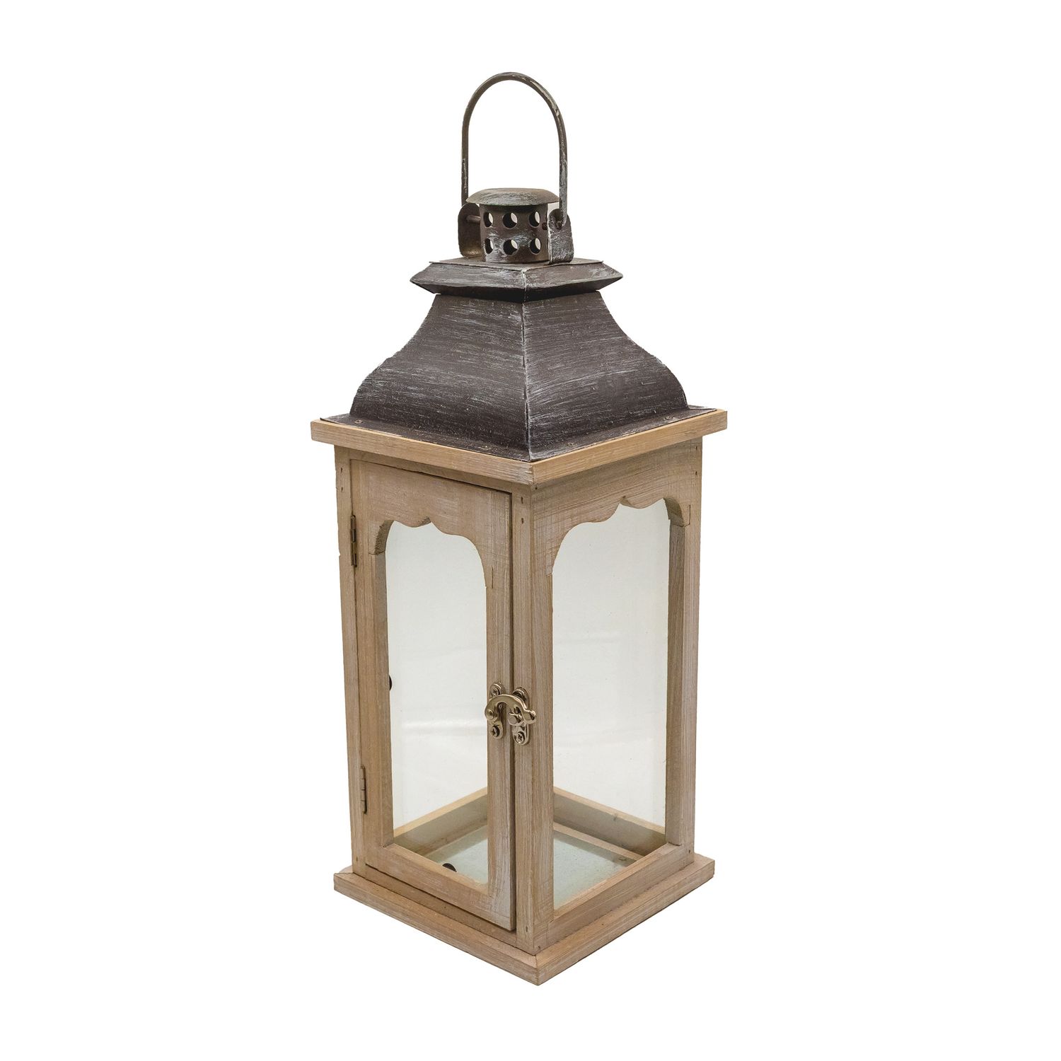 Storm Lantern White Wash w Grey Lid MED 20*20*50cm