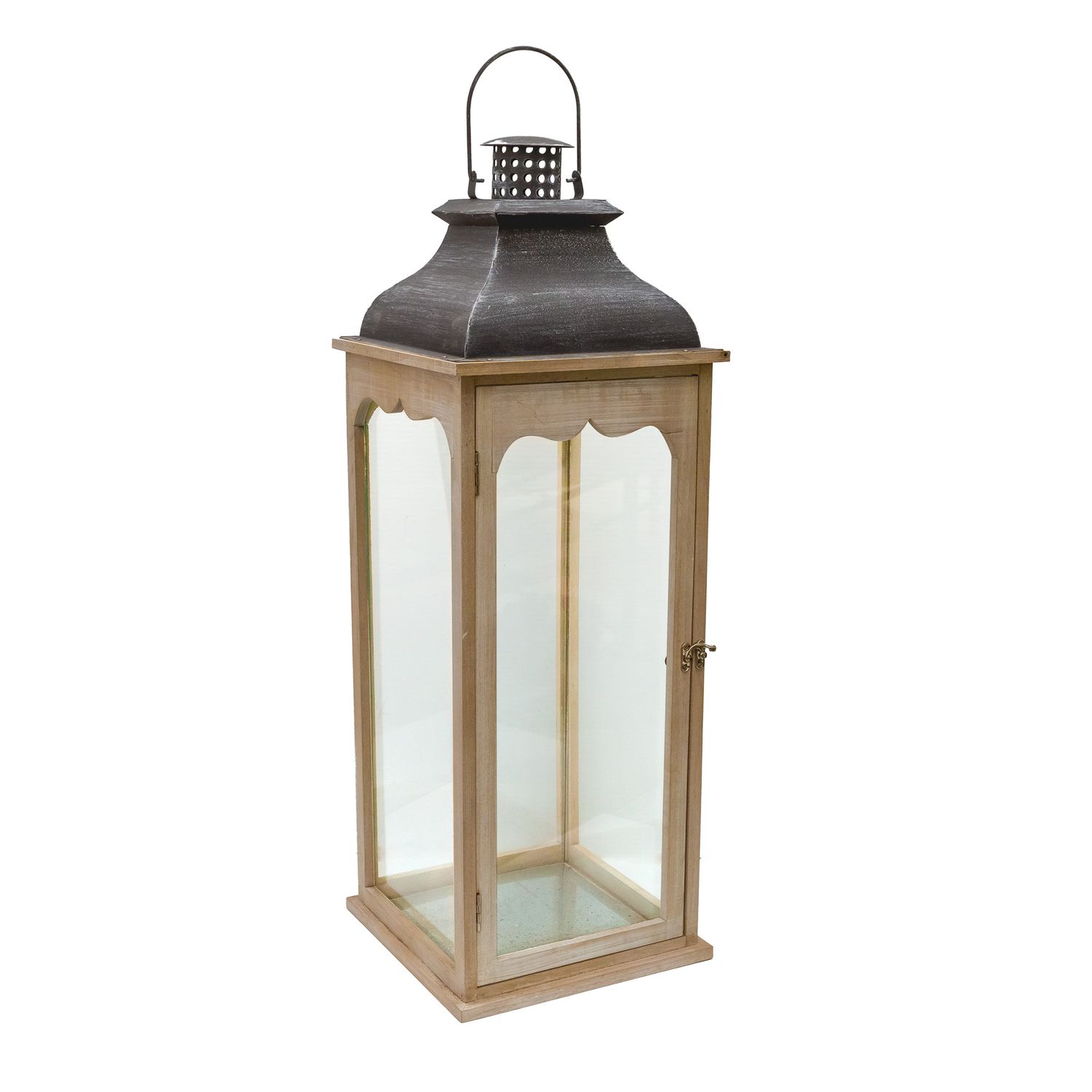 Storm Lantern White Wash w Grey Lid LRG 26*26*74cm