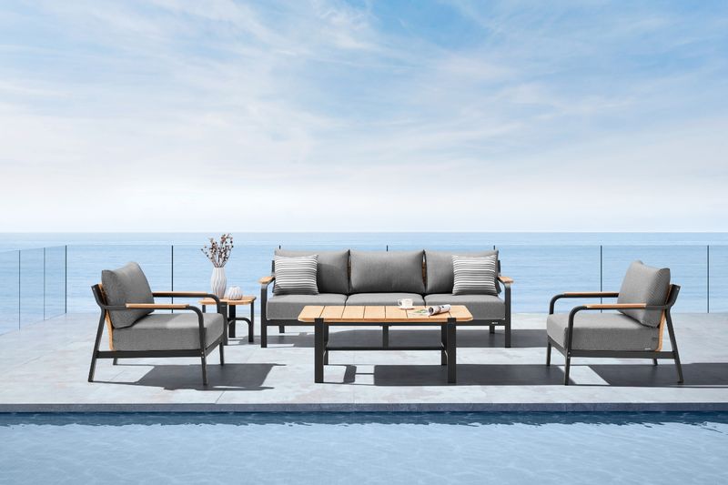 Lakeside Collection Set - Black w Grey Cushions