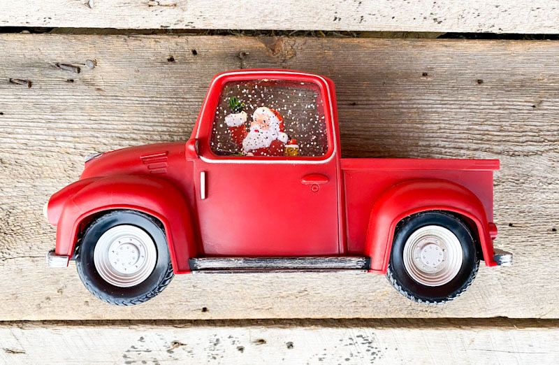 Snow Globe Santa Red Truck