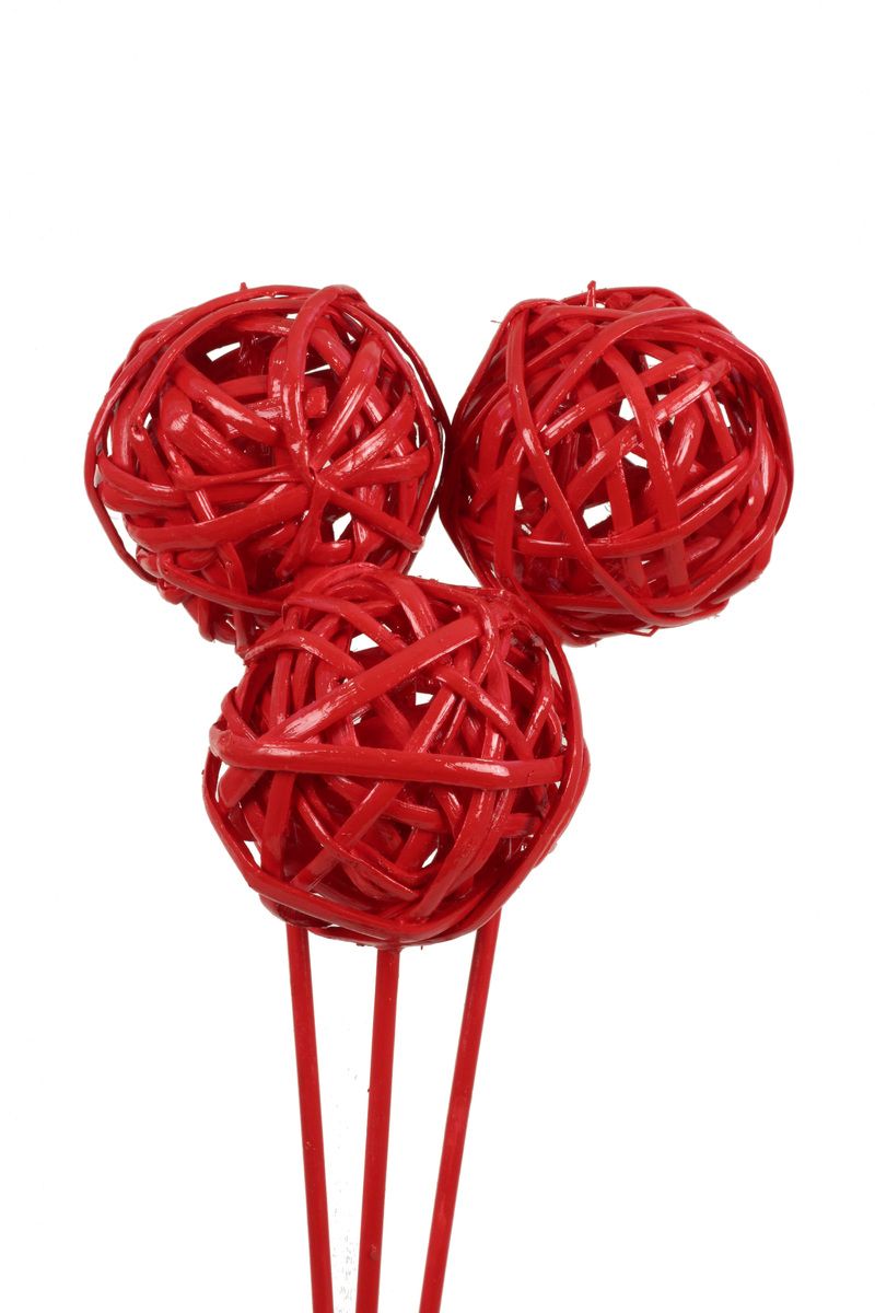 Kambu Ball: Red Glossy 8cm (3 stem)