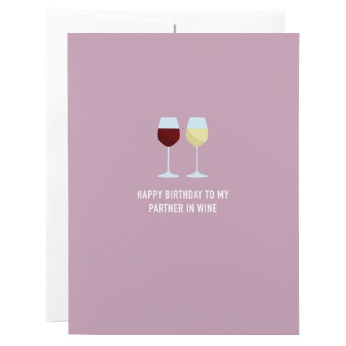 Birthday Card: Partner in Wine - blank