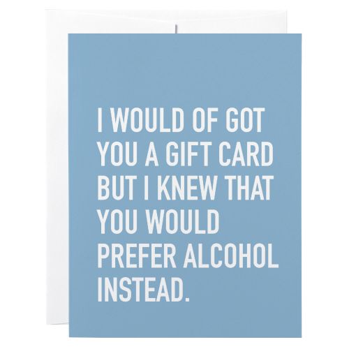 Birthday Card: Prefer Alcohol - blank