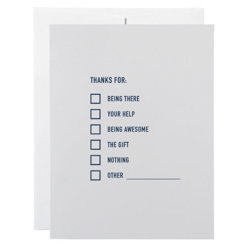 Thank You Card: Thanks Checklist - blank