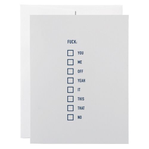 Friendship Card: F*** List - blank