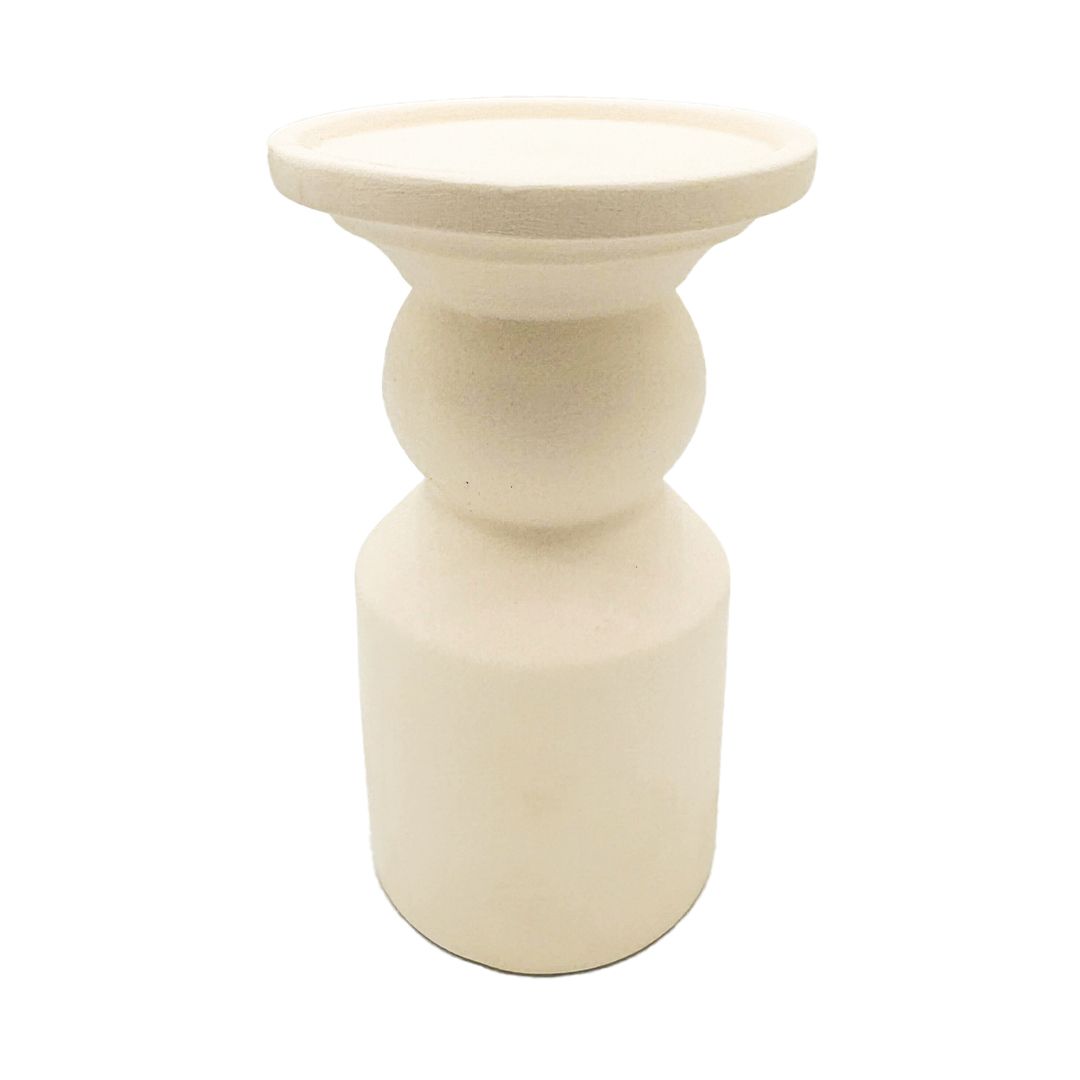 Ceramic Pillar Candle Holder White - Short