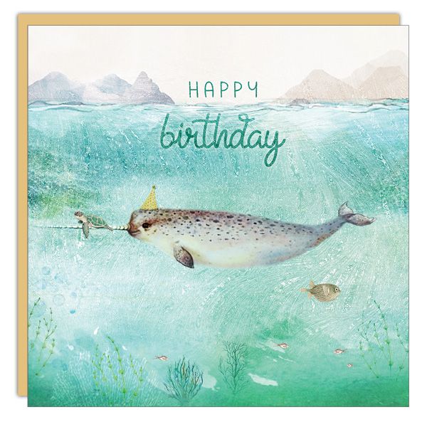 Birthday Card: Narwhal Birthday - Blank