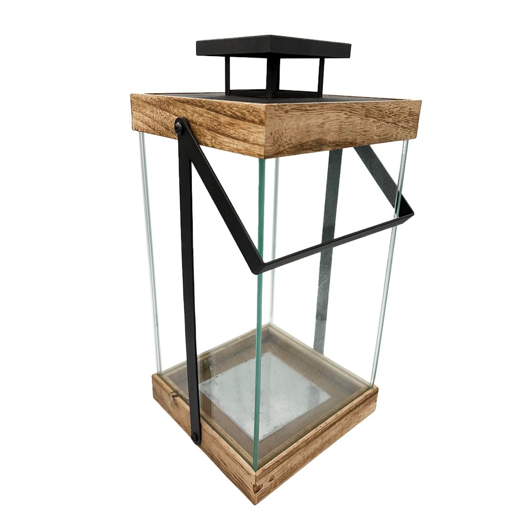 Lantern Modern Wood with Black Lid 16*16*35cm