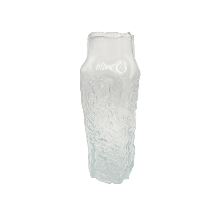 Glass Cylinder Ripple Vase - Clear 36cm